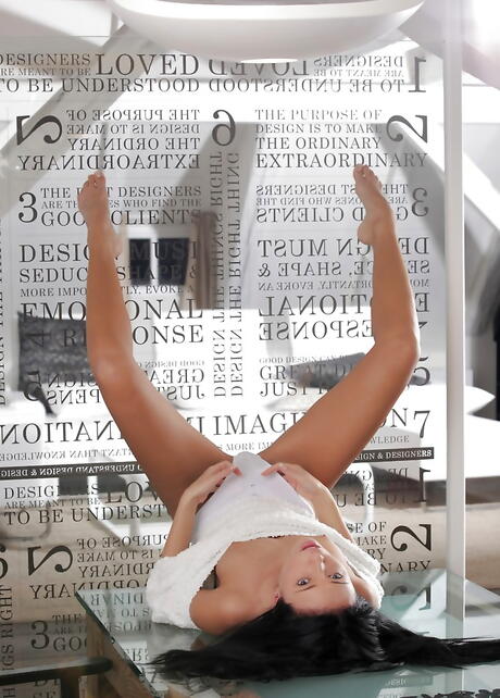 Rangy czech brunette teen Gina Devine in panties showing her ass and jerking off 